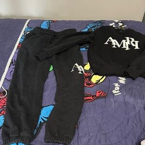 AMIRI Kids Black Embroidered Logo Sweatpants - Youth Joggers